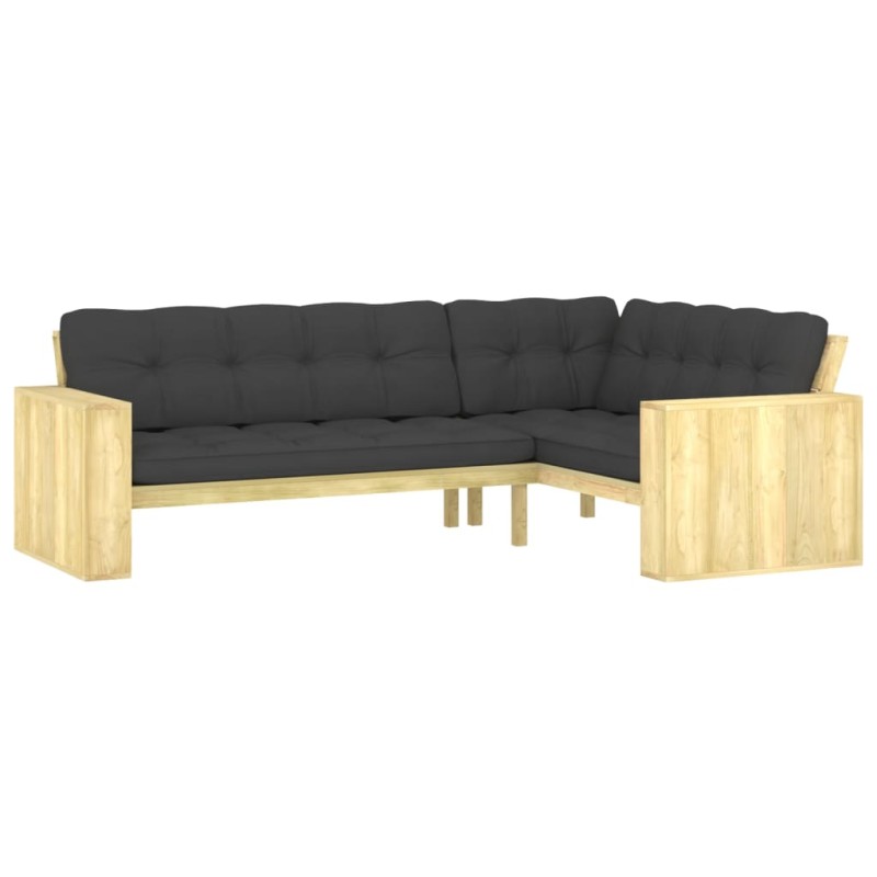 vidaXL Panca Angolare Giardino e Cuscini 239cm Legno Pino Impregnato vidaXL Panca Angolare Giardino e Cuscini 239cm Legno Pino Impregnato