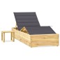 vidaXL Lettino da Giardino con Tavolino Cuscino Legno Pino Impregnato vidaXL Lettino da Giardino con Tavolino Cuscino Legno Pino Impregnato