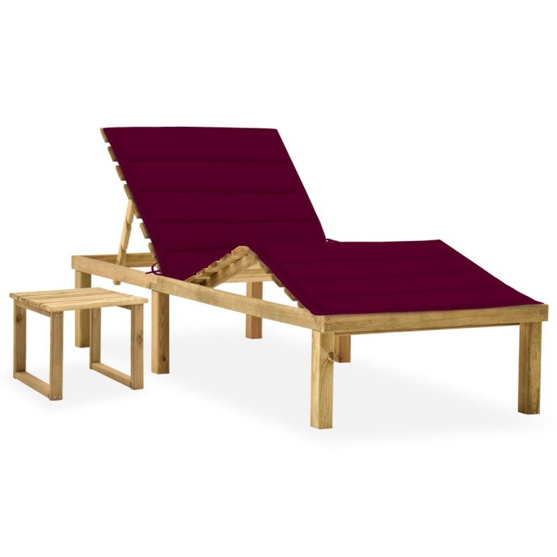 vidaXL Lettino da Giardino con Tavolino Cuscino Legno Pino Impregnato vidaXL Lettino da Giardino con Tavolino Cuscino Legno Pino Impregnato