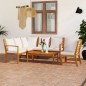 vidaXL Set Divani da Giardino 5 pz con Cuscini Crema in Legno Acacia vidaXL Set Divani da Giardino 5 pz con Cuscini Crema in Legno Acacia