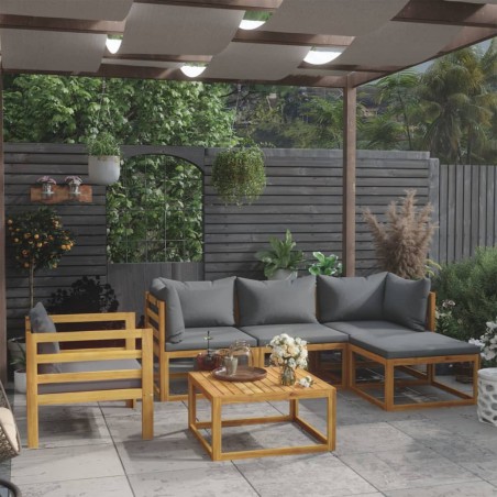 vidaXL Set Divani da Giardino 6 pz con Cuscini in Massello di Acacia
