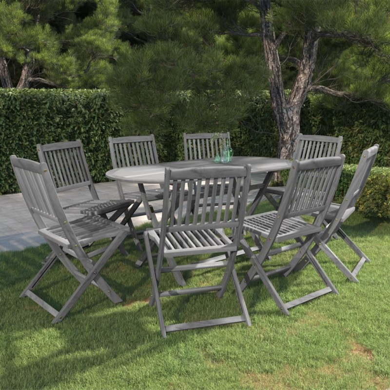 vidaXL Set da Pranzo per Giardino 9 pz Legno Massello di Acacia Grigio vidaXL Set da Pranzo per Giardino 9 pz Legno Massello di Acacia Grigio
