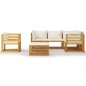 vidaXL Set Divani da Giardino 8 pz con Cuscini Crema Massello Acacia