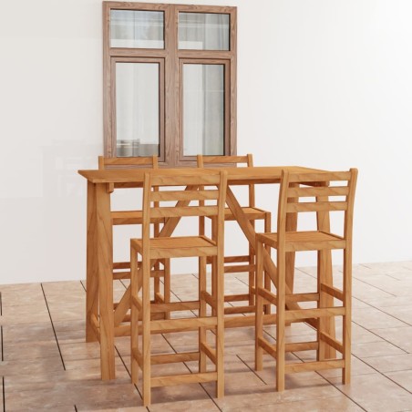 vidaXL Set da Bar da Giardino 5 pz in Legno Massello di Acacia