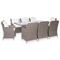 vidaXL Set da Pranzo da Giardino 9 pz con Cuscini Polyrattan Marrone vidaXL Set da Pranzo da Giardino 9 pz con Cuscini Polyrattan Marrone