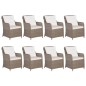 vidaXL Set da Pranzo da Giardino 9 pz con Cuscini Polyrattan Marrone vidaXL Set da Pranzo da Giardino 9 pz con Cuscini Polyrattan Marrone