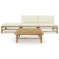 vidaXL Set Divani da Giardino 4 pz con Cuscini Bianco Crema in Bambù vidaXL Set Divani da Giardino 4 pz con Cuscini Bianco Crema in Bambù