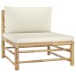 vidaXL Set Divani da Giardino 4 pz con Cuscini Bianco Crema in Bambù vidaXL Set Divani da Giardino 4 pz con Cuscini Bianco Crema in Bambù