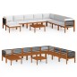 vidaXL Set Divani da Giardino 9 pz con Cuscini Crema Massello Acacia vidaXL Set Divani da Giardino 9 pz con Cuscini Crema Massello Acacia