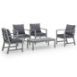 vidaXL Set Divani da Giardino 5 pz con Cuscini in Legno Acacia Grigio vidaXL Set Divani da Giardino 5 pz con Cuscini in Legno Acacia Grigio