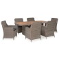 vidaXL Set da Pranzo da Giardino 7 pz con Cuscini in Polyrattan Marrone vidaXL Set da Pranzo da Giardino 7 pz con Cuscini in Polyrattan Marrone