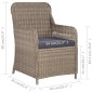 vidaXL Set da Pranzo da Giardino 7 pz con Cuscini in Polyrattan Marrone vidaXL Set da Pranzo da Giardino 7 pz con Cuscini in Polyrattan Marrone