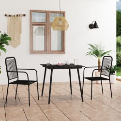 vidaXL Set da Pranzo da Esterni 3 pz in Corda di Cotone e Acciaio Nero