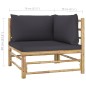 vidaXL Set Salotto da Giardino 4pz con Cuscini Grigio Scuro Bambù