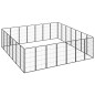 Box Cani 28 Pannelli Nero 50x100 cm Acciaio Verniciato Polvere Box Cani 28 Pannelli Nero 50x100 cm Acciaio Verniciato Polvere