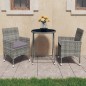 vidaXL Set Bistrot Giardino 3 pz Polyrattan e Vetro Temperato Grigio vidaXL Set Bistrot Giardino 3 pz Polyrattan e Vetro Temperato Grigio