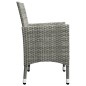 vidaXL Set Bistrot Giardino 3 pz Polyrattan e Vetro Temperato Grigio vidaXL Set Bistrot Giardino 3 pz Polyrattan e Vetro Temperato Grigio