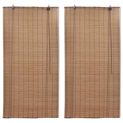 vidaXL Tende a Rullo in Bambù 2 pz Marroni 120x220 cm