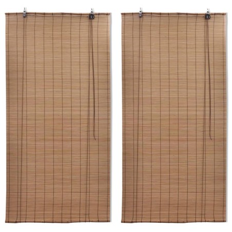 vidaXL Tende a Rullo in Bambù 2 pz Marroni 120x220 cm