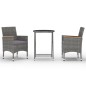 vidaXL Set Bistrot Giardino 3 pz Polyrattan e Vetro Temperato Grigio vidaXL Set Bistrot Giardino 3 pz Polyrattan e Vetro Temperato Grigio