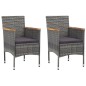 vidaXL Set Bistrot Giardino 3 pz Polyrattan e Vetro Temperato Grigio vidaXL Set Bistrot Giardino 3 pz Polyrattan e Vetro Temperato Grigio