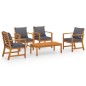 vidaXL Set Divani da Giardino 5 pz con Cuscini in Massello di Acacia vidaXL Set Divani da Giardino 5 pz con Cuscini in Massello di Acacia