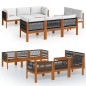 vidaXL Set Divani da Giardino 9 pz con Cuscini Crema Massello Acacia vidaXL Set Divani da Giardino 9 pz con Cuscini Crema Massello Acacia