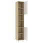 Armadio da Bagno Bianco e Rovere Sonoma 30x30x179 cm Truciolato Armadio da Bagno Bianco e Rovere Sonoma 30x30x179 cm Truciolato