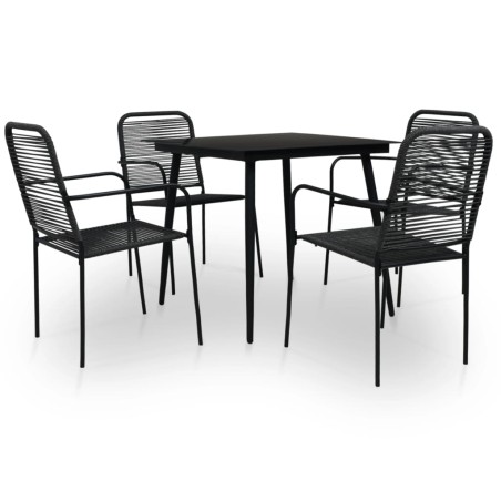 vidaXL Set da Pranzo da Esterni 5 pz in Corda di Cotone e Acciaio Nero