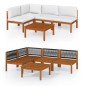 vidaXL Set Divani da Giardino 5 pz con Cuscini Crema Massello Acacia