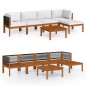 vidaXL Set Divani da Giardino 6 pz con Cuscini Crema Massello Acacia