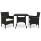 vidaXL Set Mobili da Pranzo per Giardino 3 pz Nero Polyrattan e Acacia vidaXL Set Mobili da Pranzo per Giardino 3 pz Nero Polyrattan e Acacia