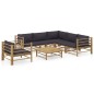 vidaXL Set Divani da Giardino 7 pz con Cuscini Grigio Scuro in Bambù vidaXL Set Divani da Giardino 7 pz con Cuscini Grigio Scuro in Bambù