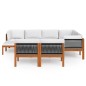 vidaXL Set Divani da Giardino 10 pz con Cuscini Crema Massello Acacia vidaXL Set Divani da Giardino 10 pz con Cuscini Crema Massello Acacia