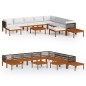 vidaXL Set Divani da Giardino 12 pz con Cuscini Crema Massello Acacia