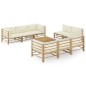 vidaXL Set Divani da Giardino 9 pz con Cuscini Bianco Crema in Bambù vidaXL Set Divani da Giardino 9 pz con Cuscini Bianco Crema in Bambù