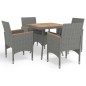 vidaXL Set Mobili da Pranzo da Giardino 5 pz Grigio Polyrattan Acacia vidaXL Set Mobili da Pranzo da Giardino 5 pz Grigio Polyrattan Acacia