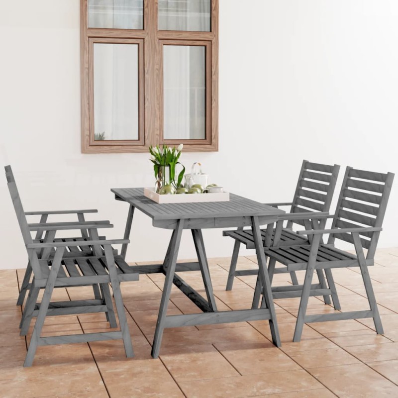 vidaXL Set Pranzo da Giardino 5 pz in Legno Massello di Acacia Grigio vidaXL Set Pranzo da Giardino 5 pz in Legno Massello di Acacia Grigio