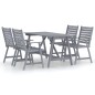 vidaXL Set Pranzo da Giardino 5 pz in Legno Massello di Acacia Grigio vidaXL Set Pranzo da Giardino 5 pz in Legno Massello di Acacia Grigio