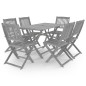 vidaXL Set da Pranzo per Giardino 7 pz Legno Massello di Acacia Grigio vidaXL Set da Pranzo per Giardino 7 pz Legno Massello di Acacia Grigio