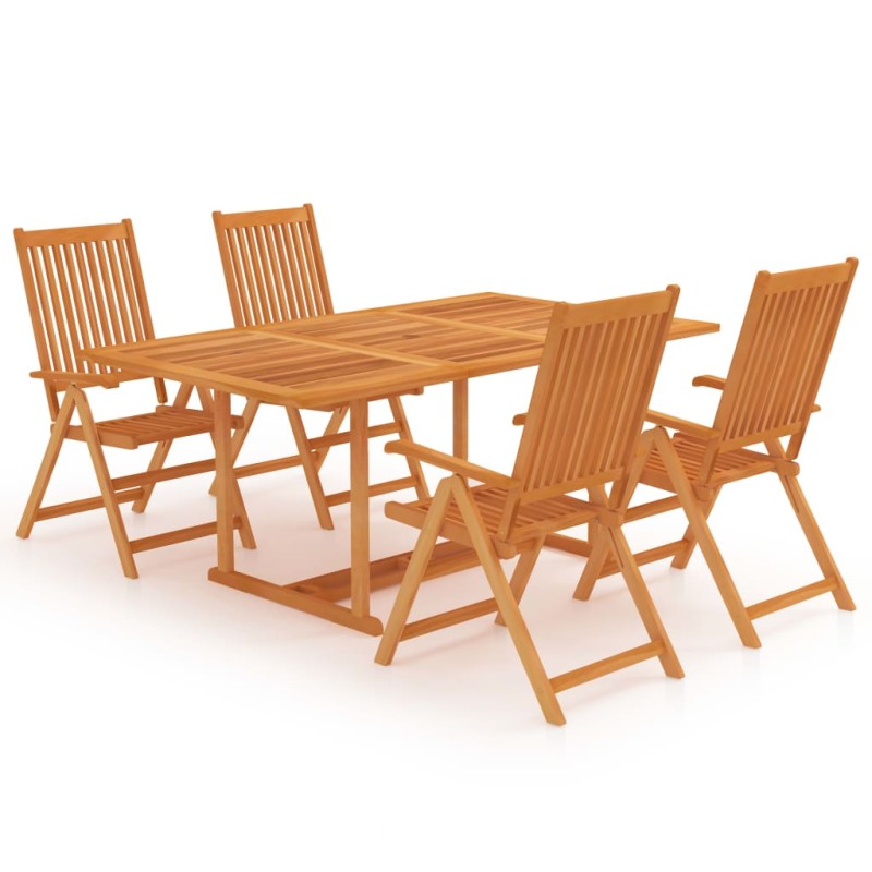 vidaXL Set da Pranzo da Giardino 5 pz in Legno Massello di Teak vidaXL Set da Pranzo da Giardino 5 pz in Legno Massello di Teak
