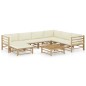 vidaXL Set Salotto da Giardino 8pz con Cuscini Bianco Crema in Bambù vidaXL Set Salotto da Giardino 8pz con Cuscini Bianco Crema in Bambù