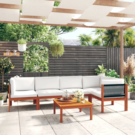 vidaXL Set Divani da Giardino 6 pz con Cuscini Crema Massello Acacia