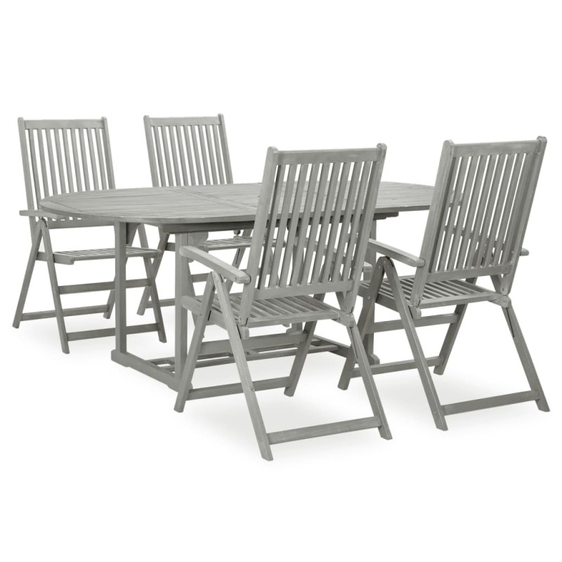 vidaXL Set Pranzo da Giardino 5 pz in Legno Massello di Acacia Grigio vidaXL Set Pranzo da Giardino 5 pz in Legno Massello di Acacia Grigio