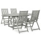 vidaXL Set Pranzo da Giardino 5 pz in Legno Massello di Acacia Grigio vidaXL Set Pranzo da Giardino 5 pz in Legno Massello di Acacia Grigio
