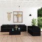 vidaXL Set Divani da Giardino 8 pz con Cuscini in Polyrattan Nero vidaXL Set Divani da Giardino 8 pz con Cuscini in Polyrattan Nero