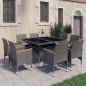 vidaXL Set Mobili da Pranzo da Giardino 9 pz Polyrattan Acacia Grigio vidaXL Set Mobili da Pranzo da Giardino 9 pz Polyrattan Acacia Grigio