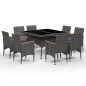vidaXL Set Mobili da Pranzo da Giardino 9 pz Polyrattan Acacia Grigio vidaXL Set Mobili da Pranzo da Giardino 9 pz Polyrattan Acacia Grigio