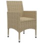 vidaXL Set da Pranzo da Giardino 3 pz Beige in Polyrattan e Vetro