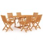 vidaXL Set da Pranzo da Giardino 7 pz in Legno Massello di Teak